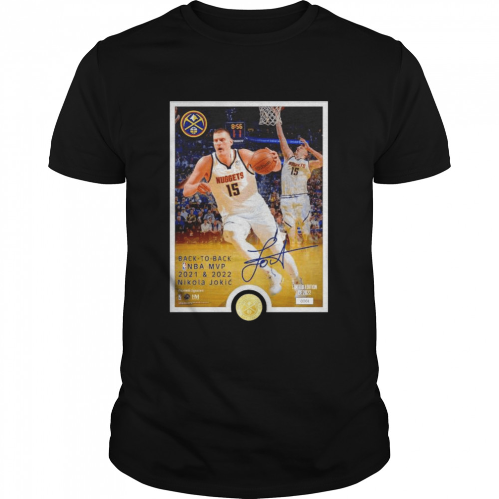 Nikola Jokić Denver Nuggets Back-To-Back MVP Plaque signature shirt
