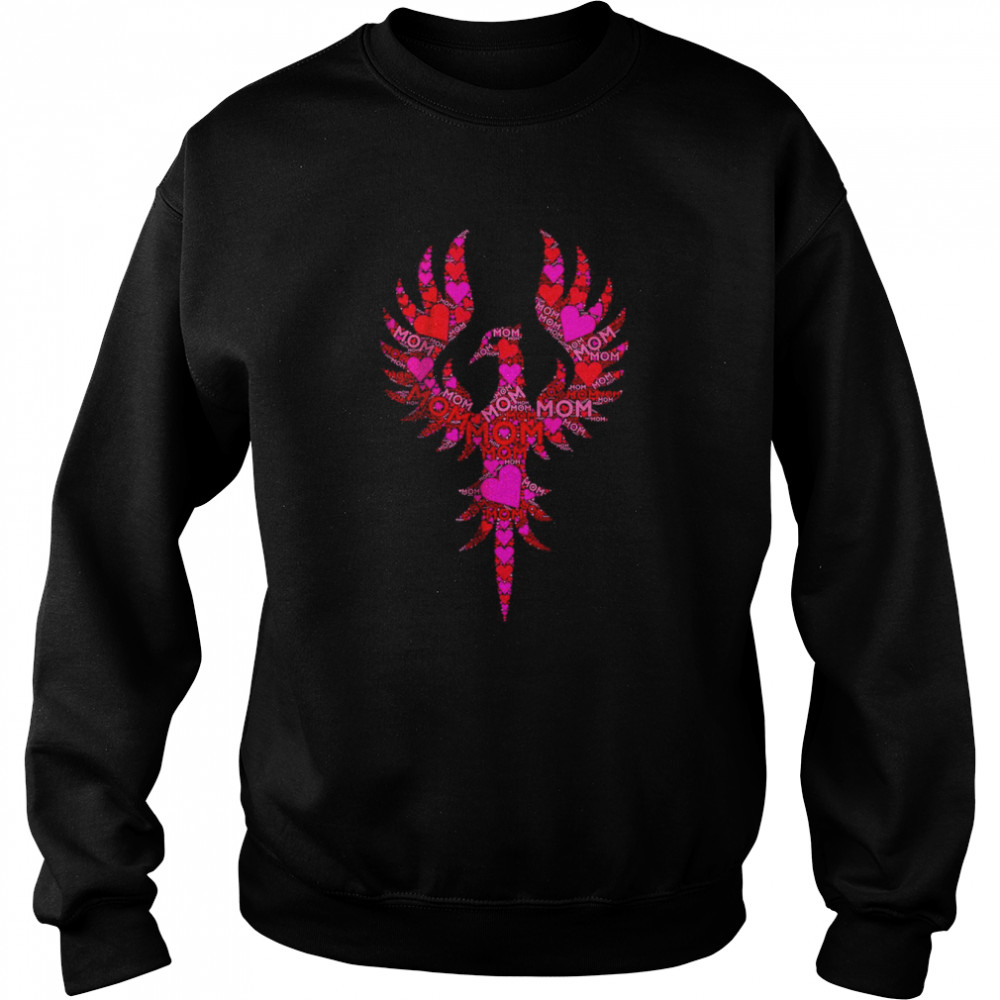 Pink Red Heart Love Mom Phoenix Bird T- Unisex Sweatshirt