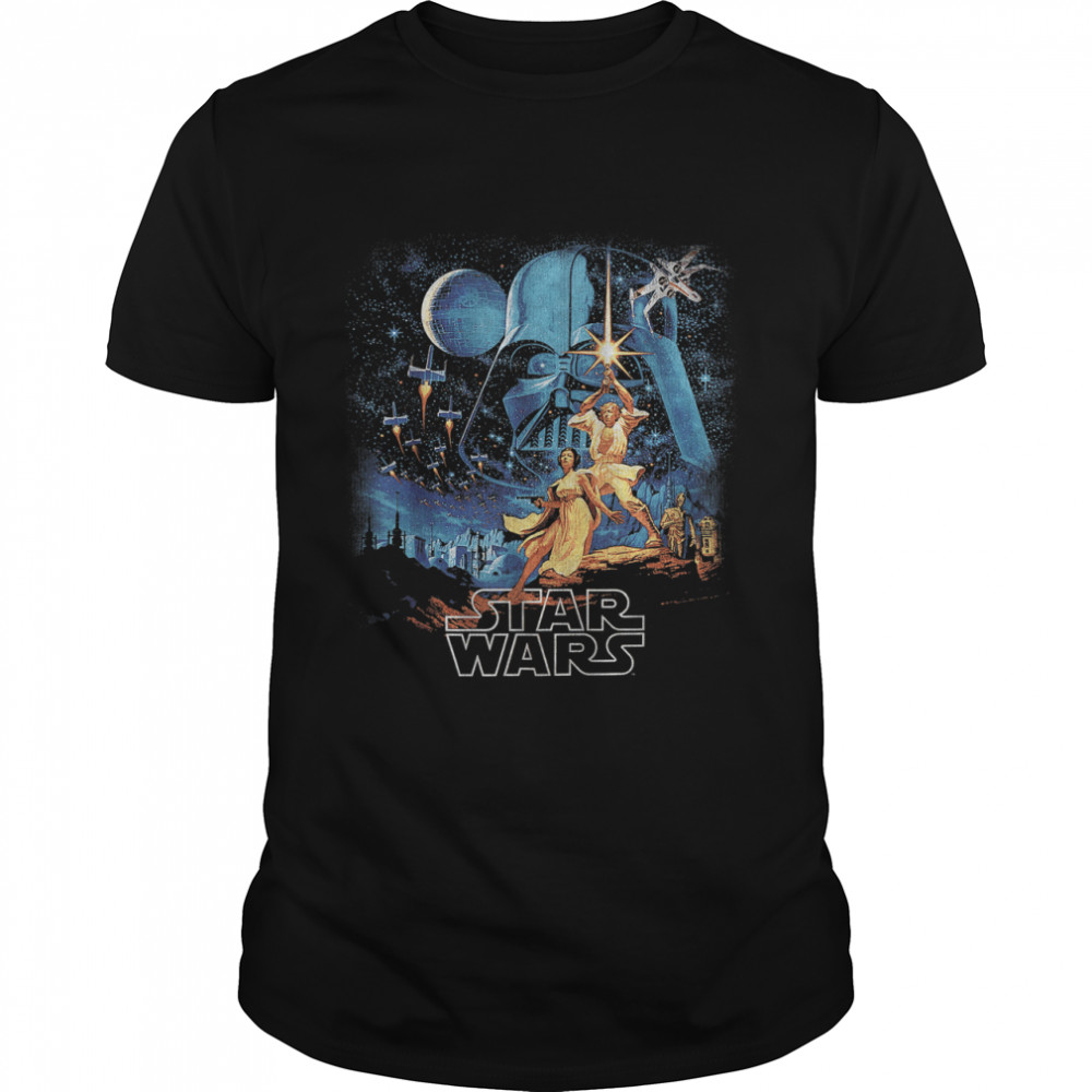 Star Wars A New Hope Faded Vintage Poster Graphic T-Shirt