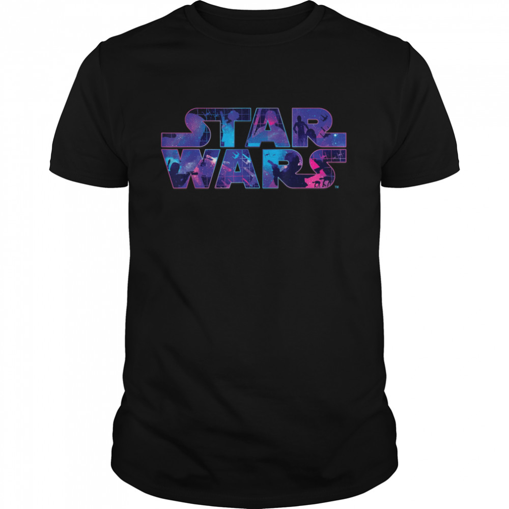Star Wars Logo Retro 90s Twinkling Stars T-Shirt