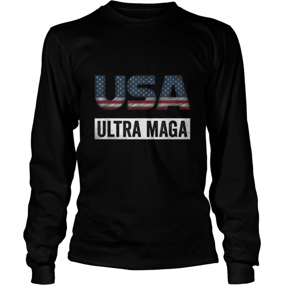 Ultra Maga Anti Joe Biden Retro USA American Flag T- B0B1863VQV Long Sleeved T-shirt