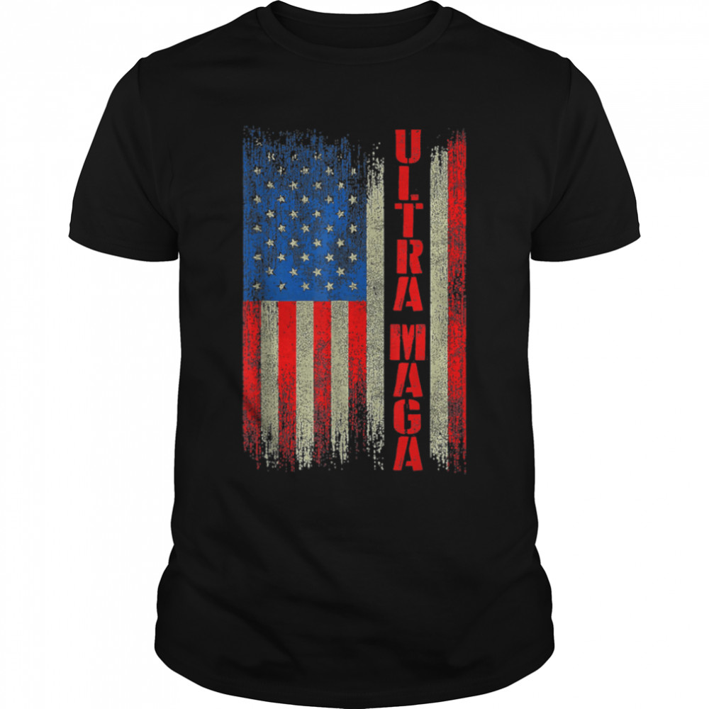 Ultra MAGA Funny Anti Joe Biden American US Flag Vintage T- B0B186RZKP Classic Men's T-shirt