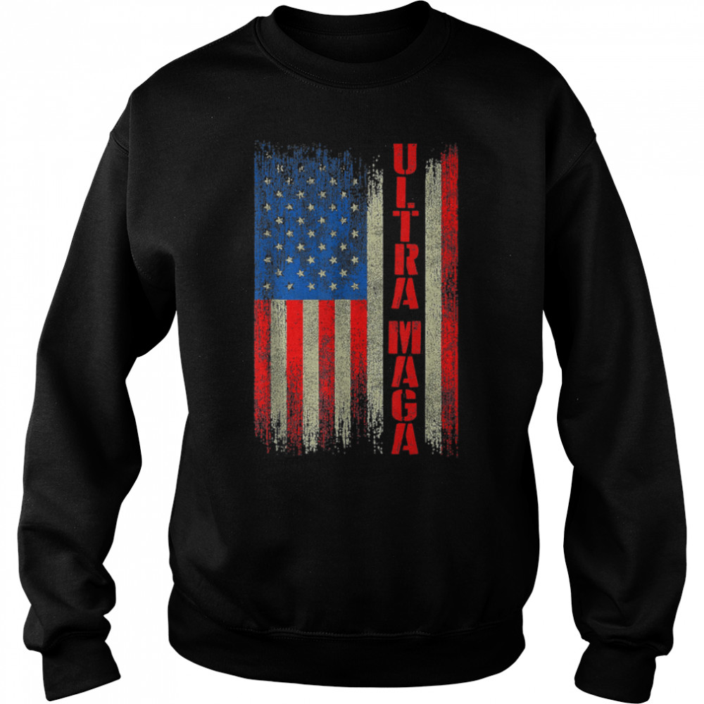 Ultra MAGA Funny Anti Joe Biden American US Flag Vintage T- B0B186RZKP Unisex Sweatshirt