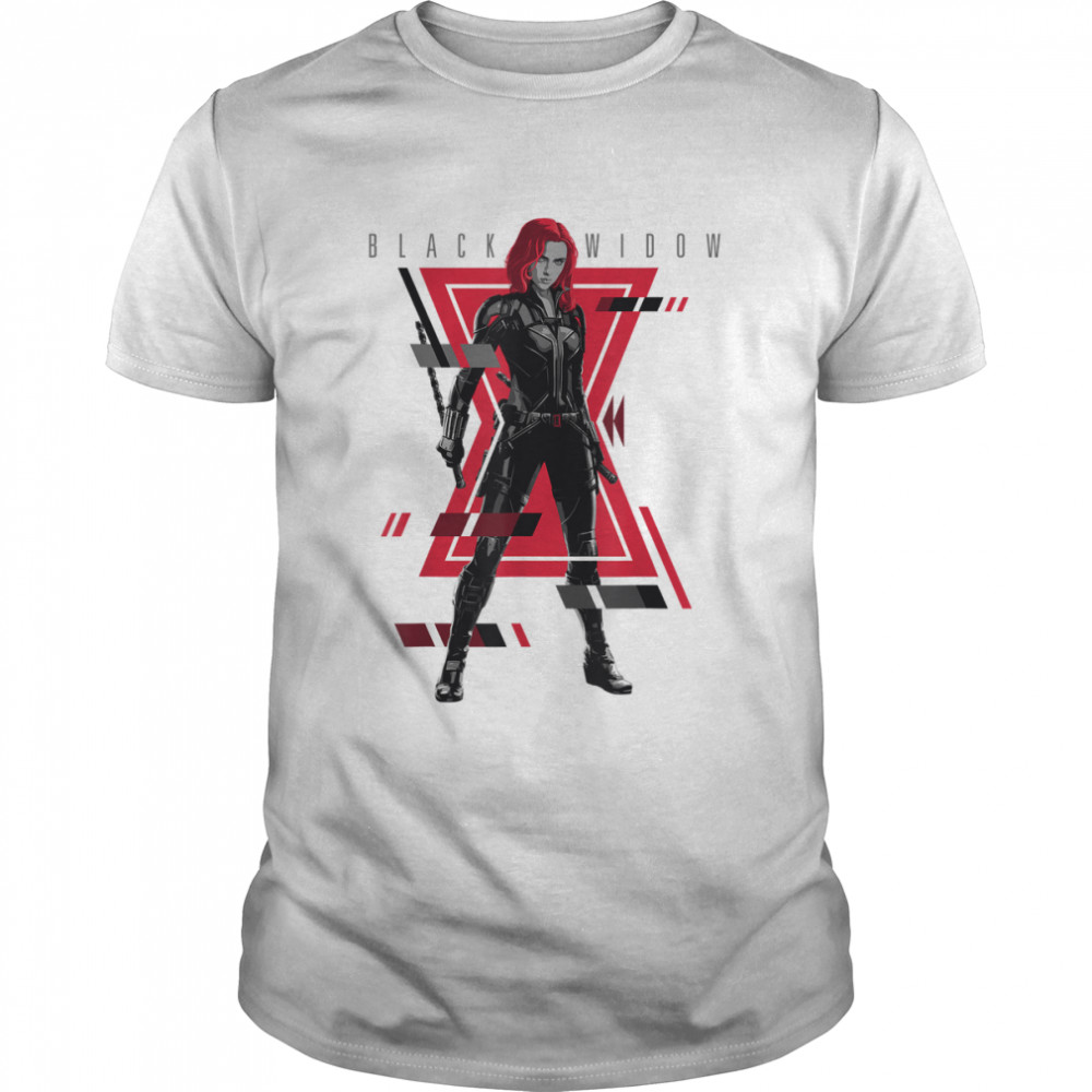 Marvel Black Widow Logo Glitch Portrait T-Shirt