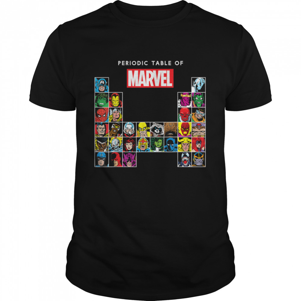 Marvel Periodic Table Of Heroes & Villains Retro T-Shirt T-Shirt