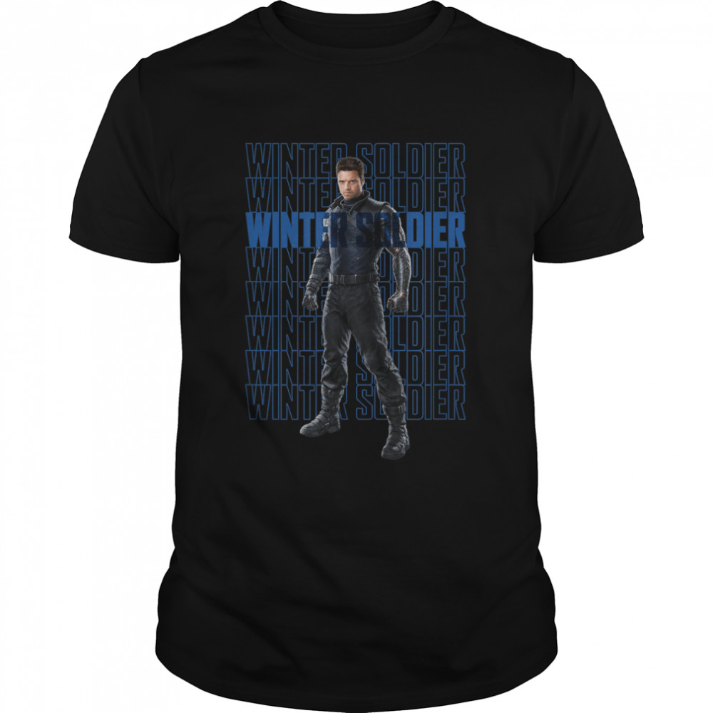 Marvel The Falcon And The Winter Soldier Bucky Text Stack T-Shirt