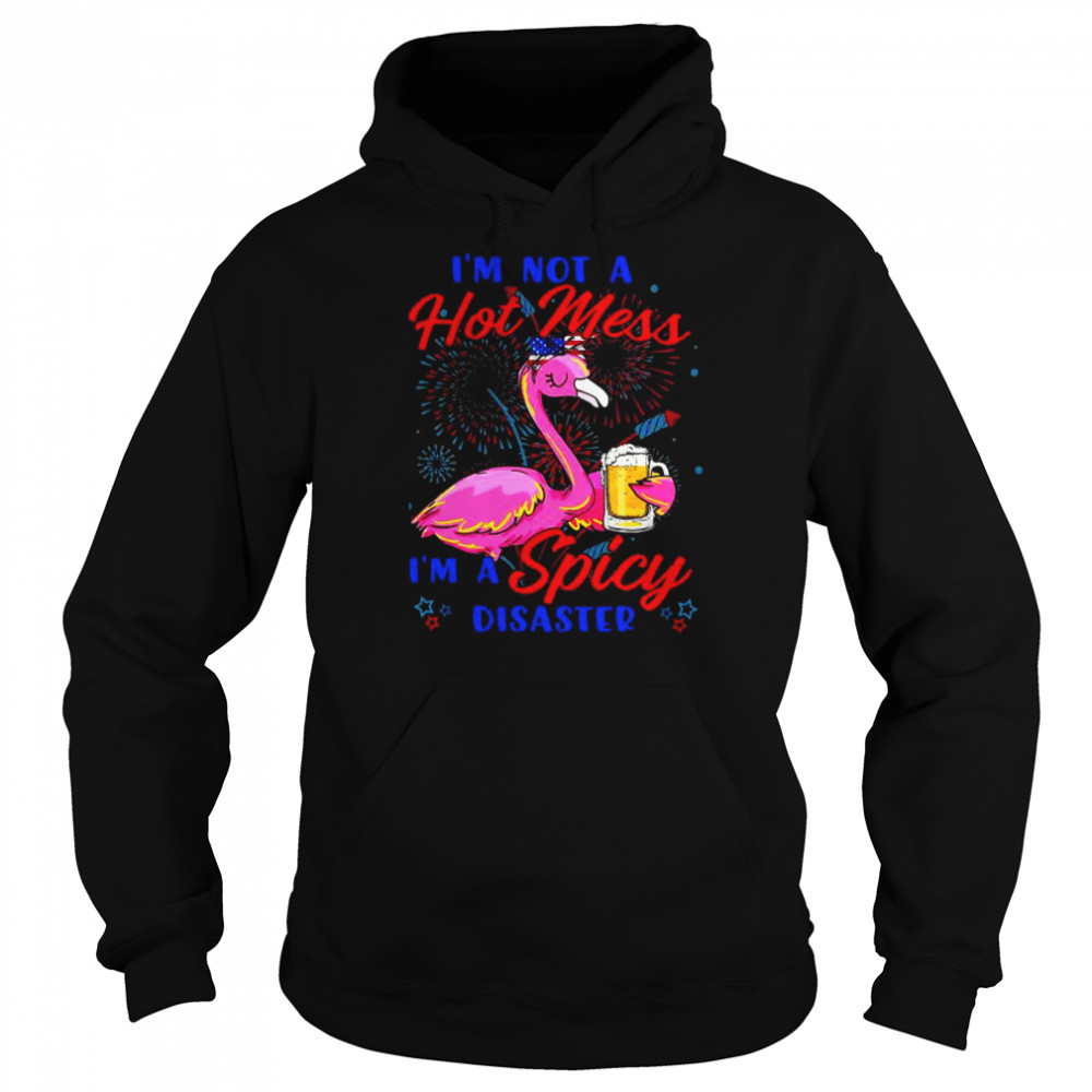 Flamingo I’m not a hot means I’m a spicy disaster shirt Unisex Hoodie