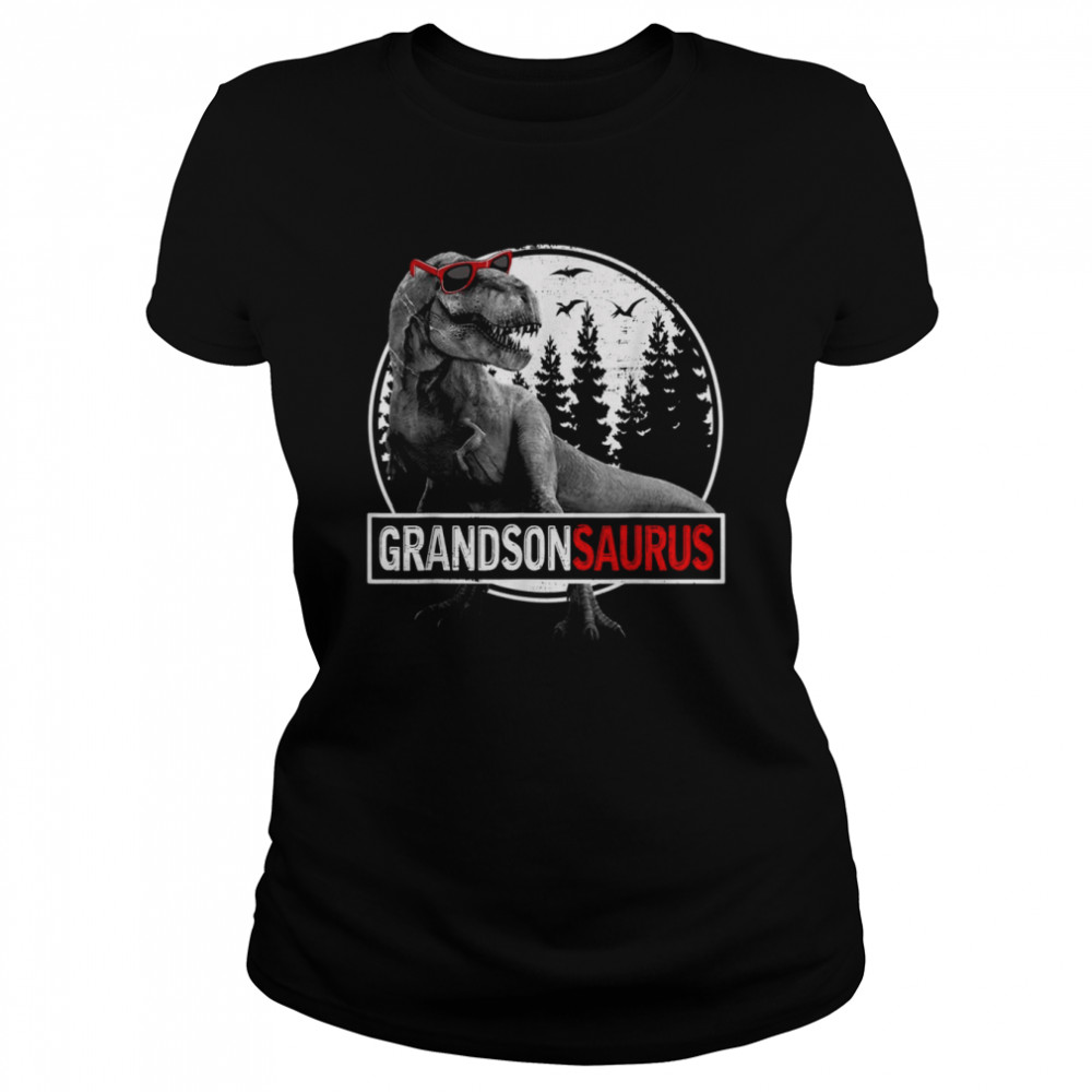 Grandsonsaurus Dinosaur Grandson Saurus Family Matching  Classic Women's T-shirt