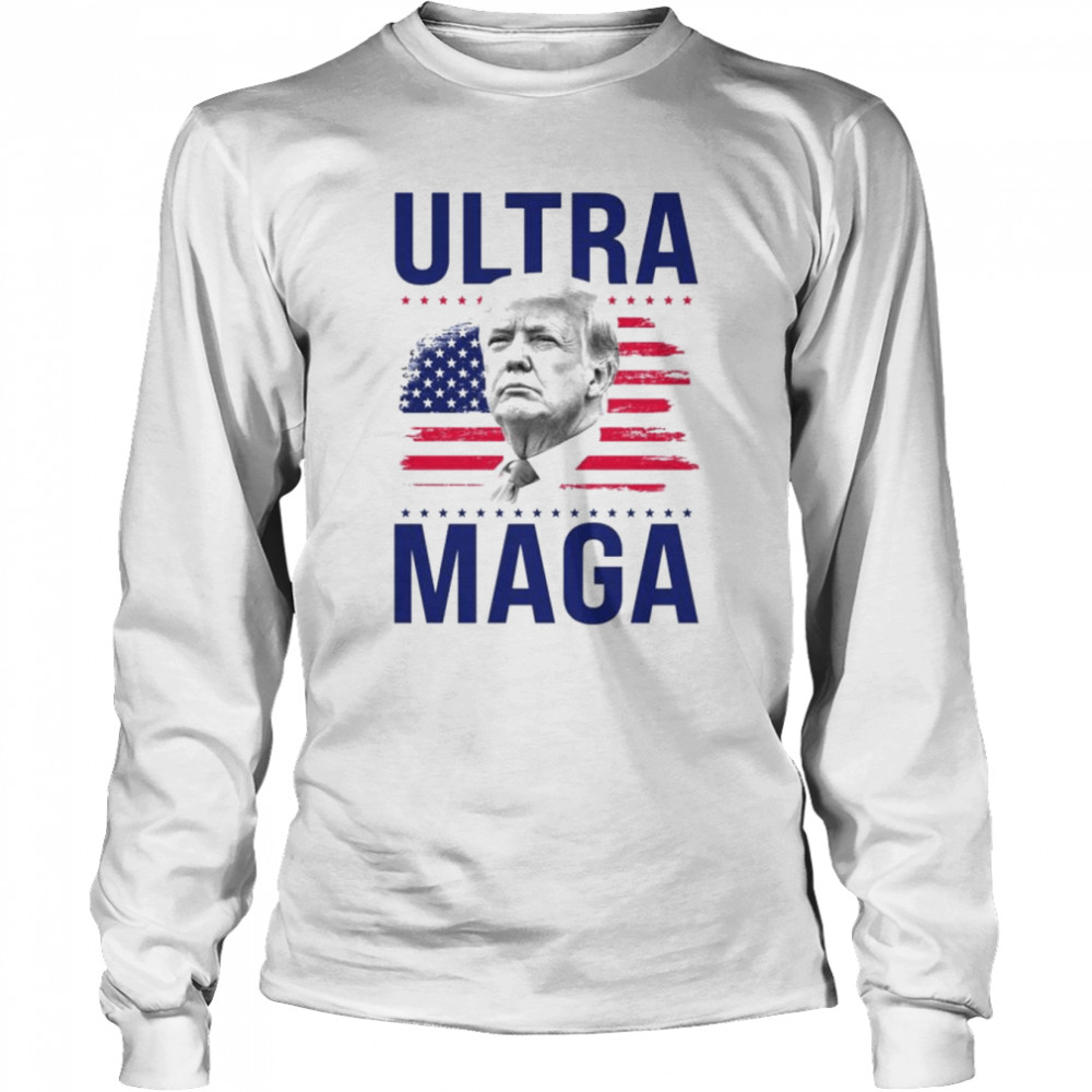 Trump Ultra Maga Usa Flag  Long Sleeved T-shirt