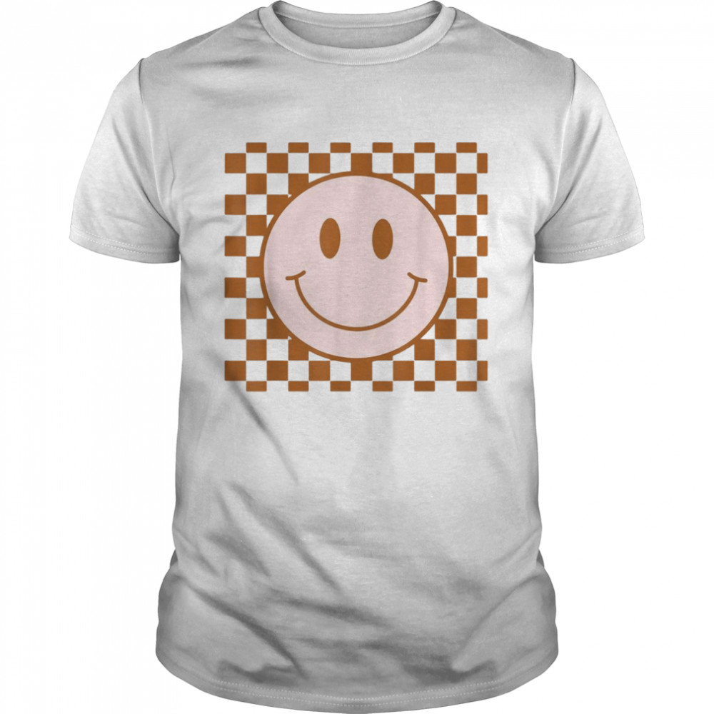 Checkered Pattern Smiley Face Retro Smile Face MemeShirt