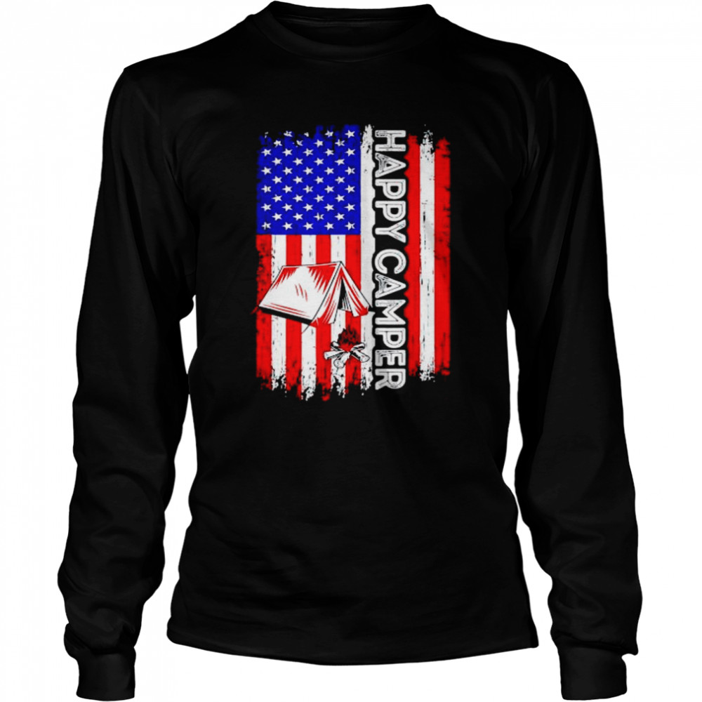 happy camper American flag 4th of July shirt Long Sleeved T-shirt