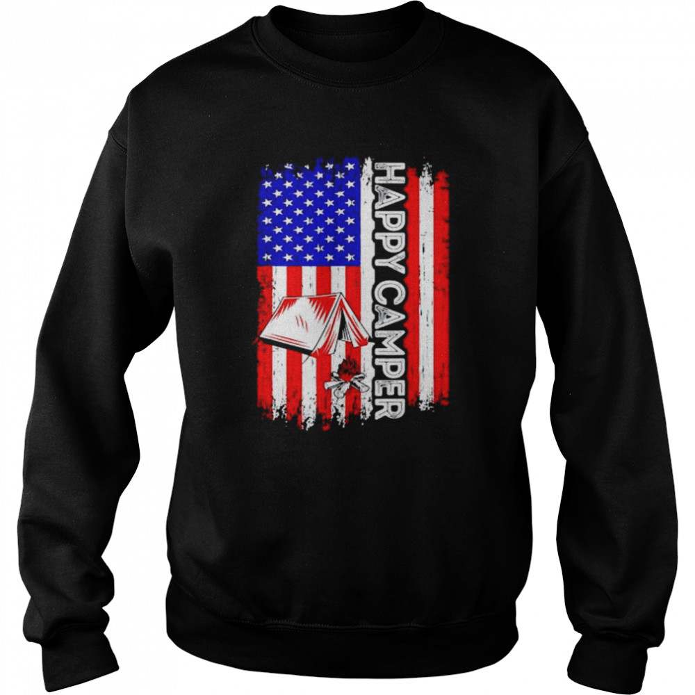 happy camper American flag 4th of July shirt Unisex Sweatshirt