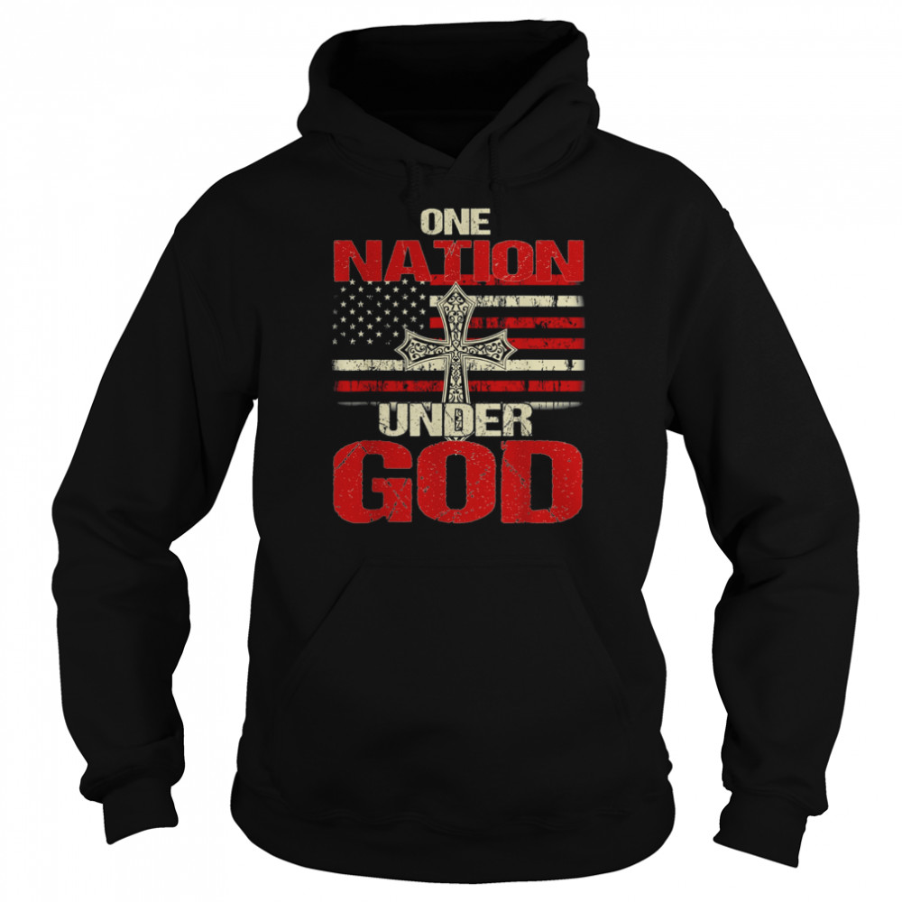 One Nation Under God Christian US Flag 4th Of July Faith  Unisex Hoodie
