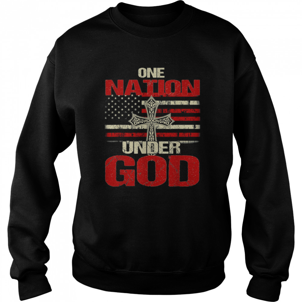 One Nation Under God Christian US Flag 4th Of July Faith  Unisex Sweatshirt