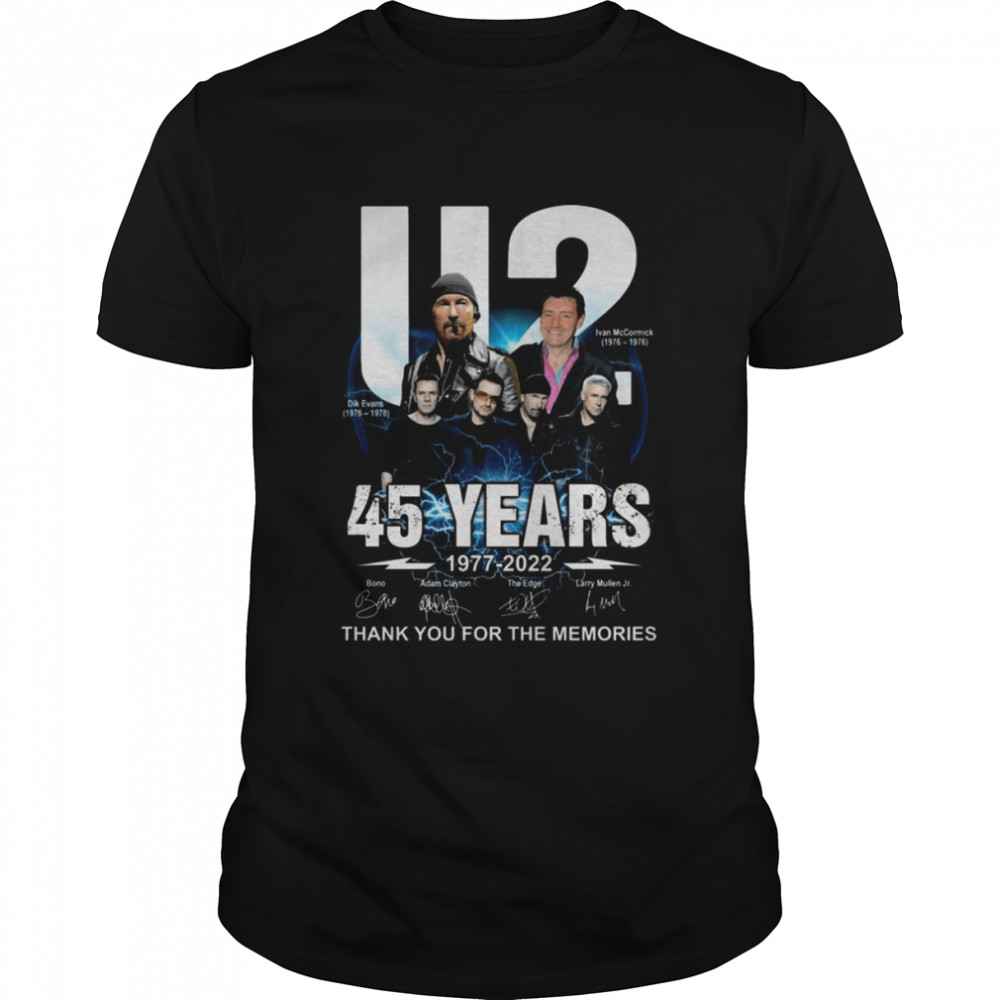 The U2 45 years 1977 2022 thank you for the memories signatures shirt