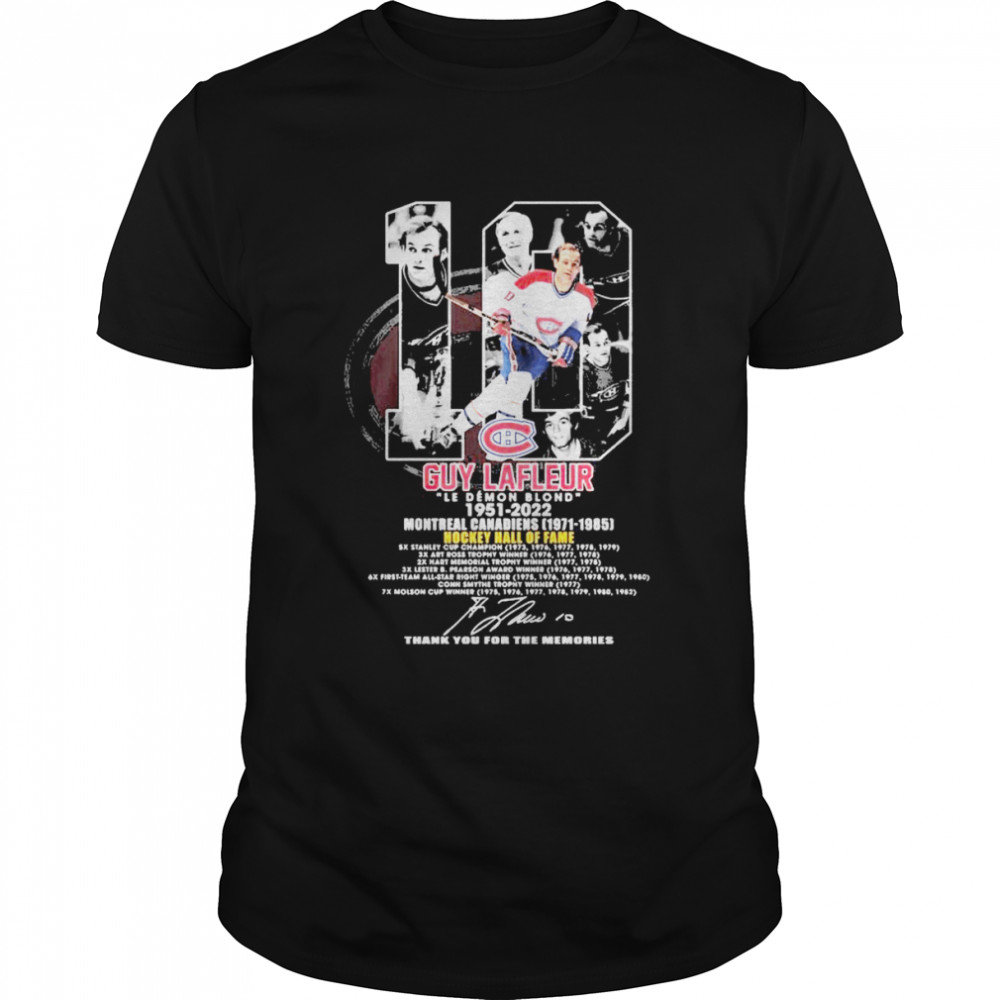 10 Guy Lafleur Le Demon Blood 1951 2022 Montreal Canadiens 1971 1985 Hockey hall of fame signature shirt