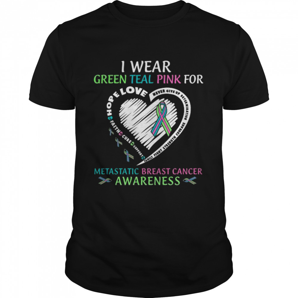 I wear green teal pink for metastatic Breast Cancer Awareness shirt