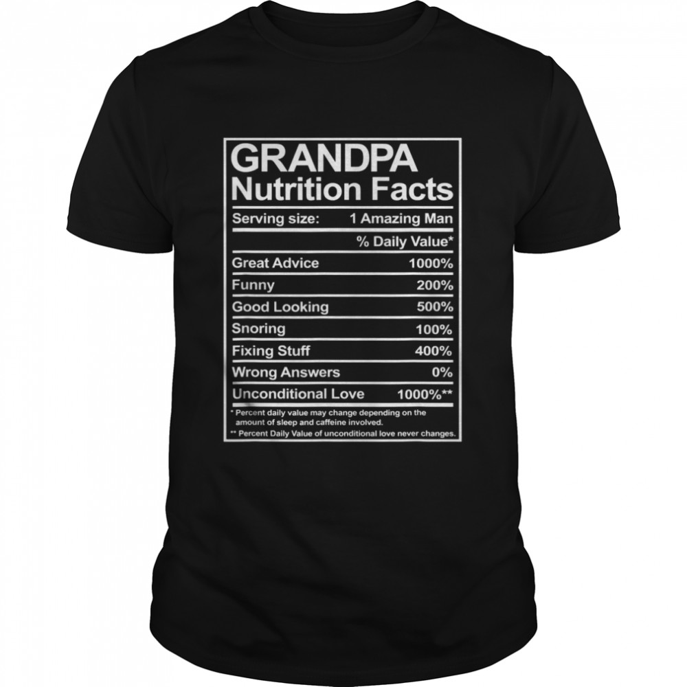 Mens Grandpa Nutrition Facts Thoughtful Sweet Fathers Day Shirt