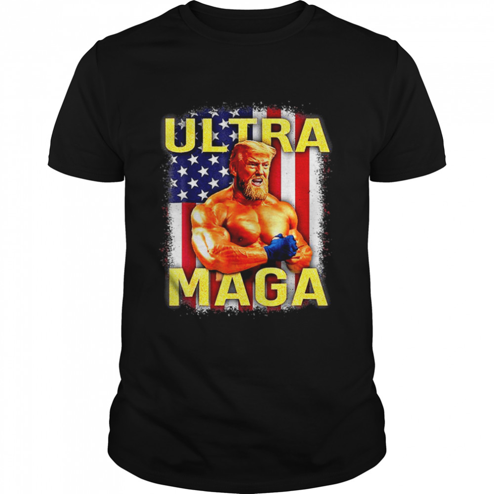 Trump Gym Fitness Ultra Maga US Flag Patriotic Great Maga King T-Shirt