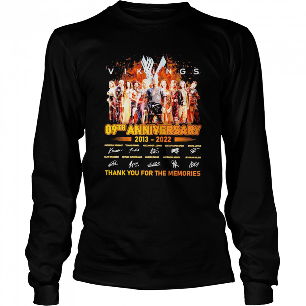 Vikings 09th Anniversary 2013-2022 Signature Thank You For The Memories  Long Sleeved T-shirt