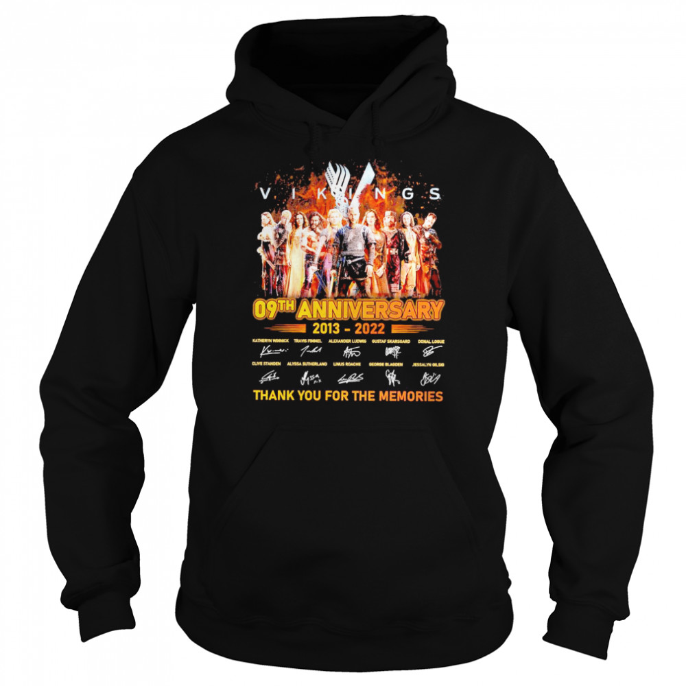 Vikings 09th Anniversary 2013-2022 Signature Thank You For The Memories  Unisex Hoodie