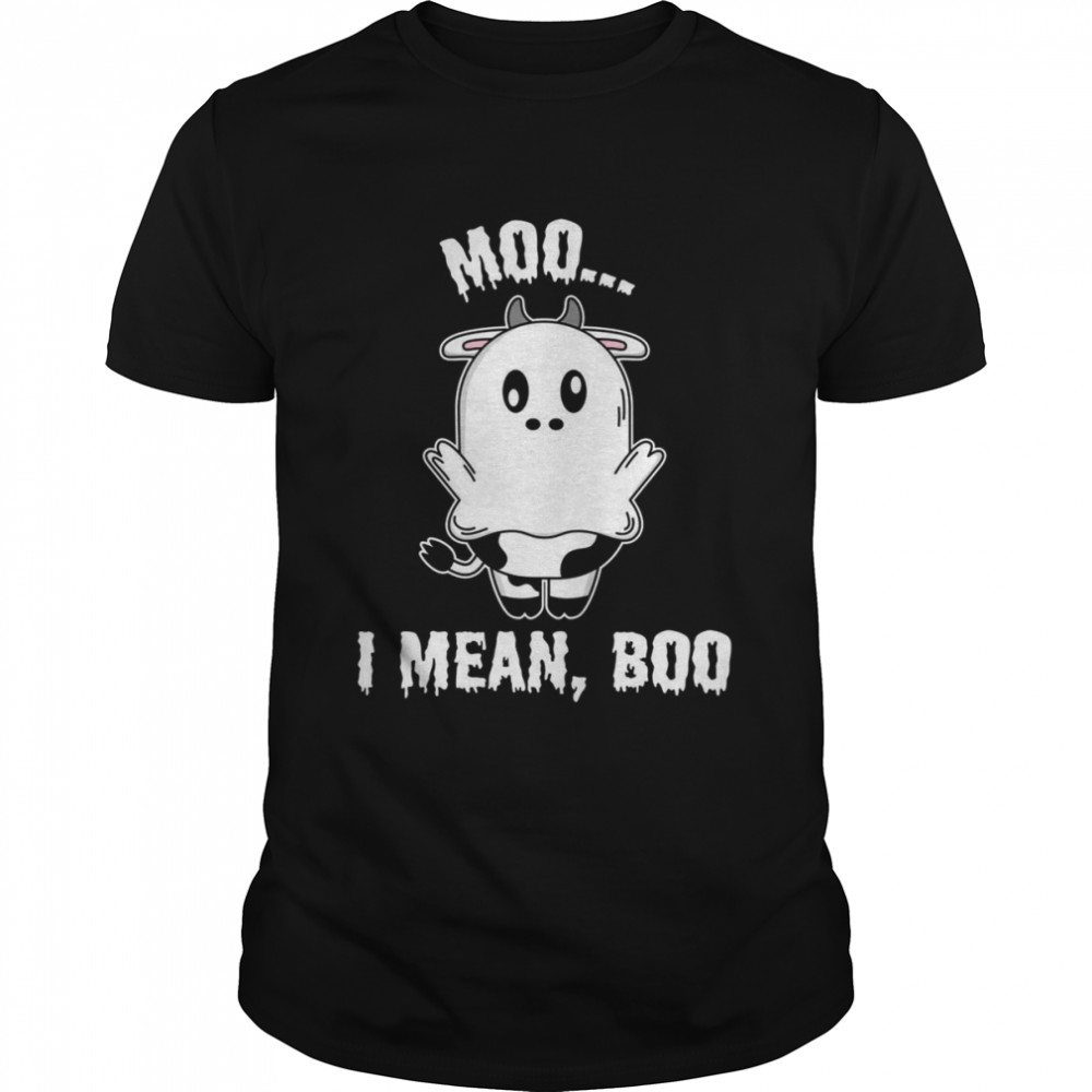 Ghost Cow Print Cute Halloween Cow Moo I Mean Boo  Classic Men's T-shirt