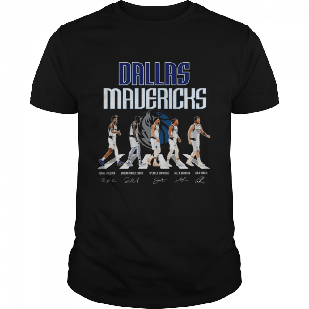 Dallas Mavericks Bullock and Finney-Smith and Dinwiddie and Brunson and Doncic abbey road signatures shirt