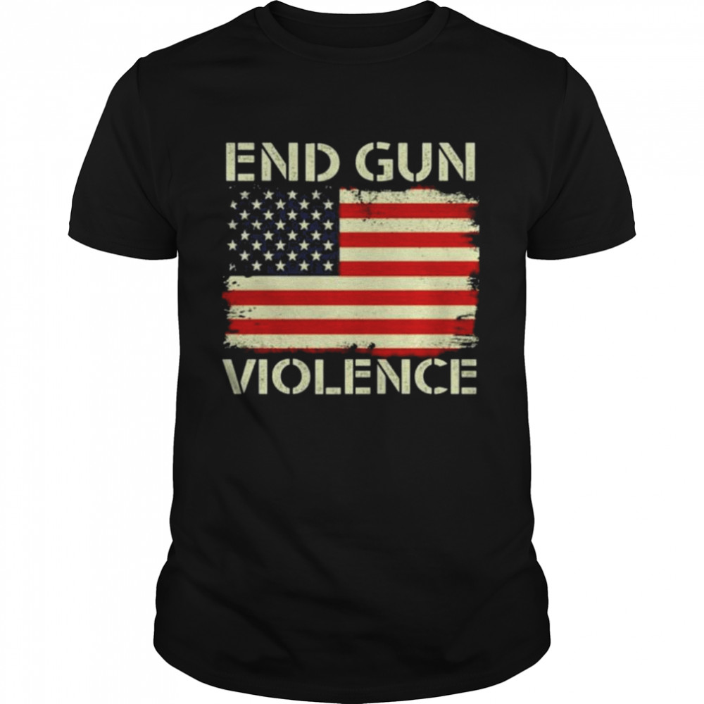 End gun violence stop gun violence uvalde American flag shirt Classic Men's T-shirt