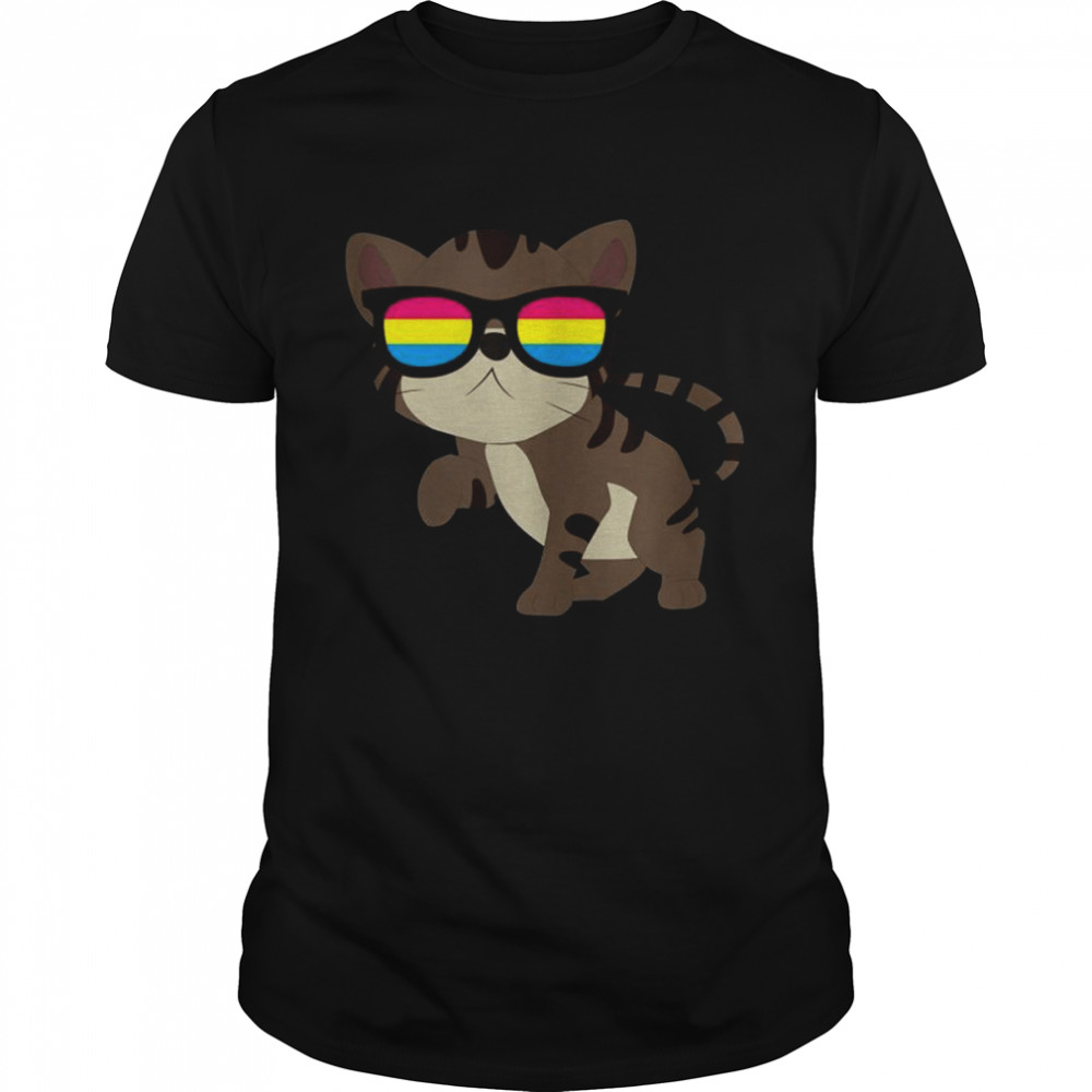 Pansexuality Flag Pan Pride Sunglasses Cat LGBT Pansexual Tank ShirtTop Shirt