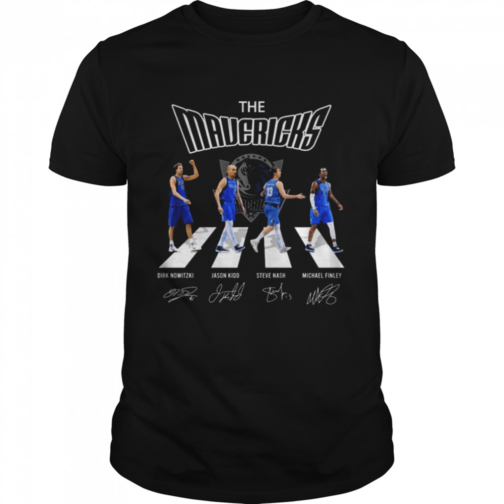 The Mavericks Nowitzki and Kidd and Nash and Finley abbey road signatures shirt