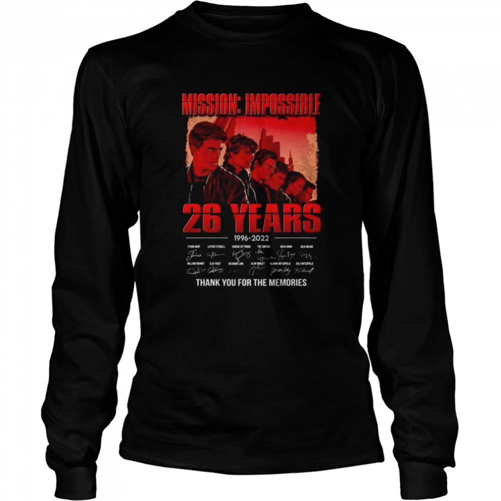 Mission Impossible 26 years 1996 2022 signatures thank you for the memories shirt Long Sleeved T-shirt