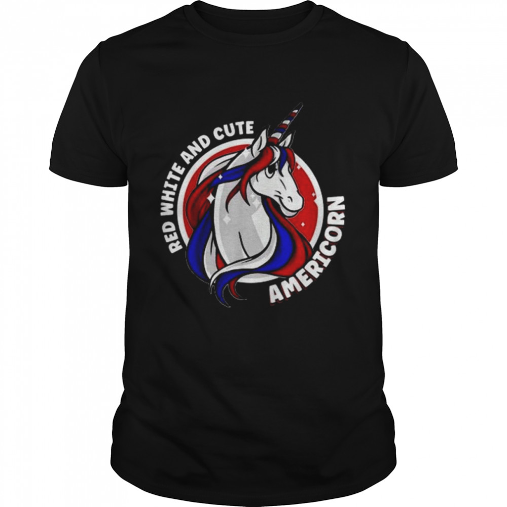 American Unicorn 4th of July Red White And Cute Americorn  Classic Men's T-shirt