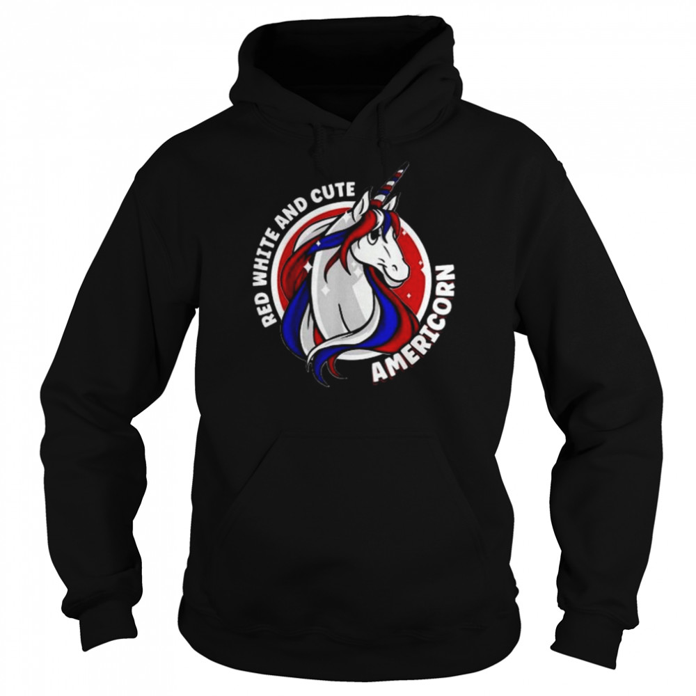 American Unicorn 4th of July Red White And Cute Americorn  Unisex Hoodie