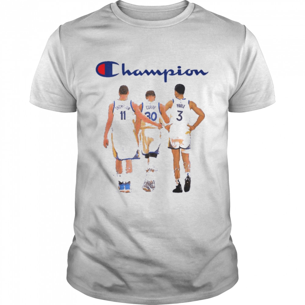 Champion Stephen Curry Jordan Poole And Klay Thompson 2022 NBA Finals Champions Signatures Shirt