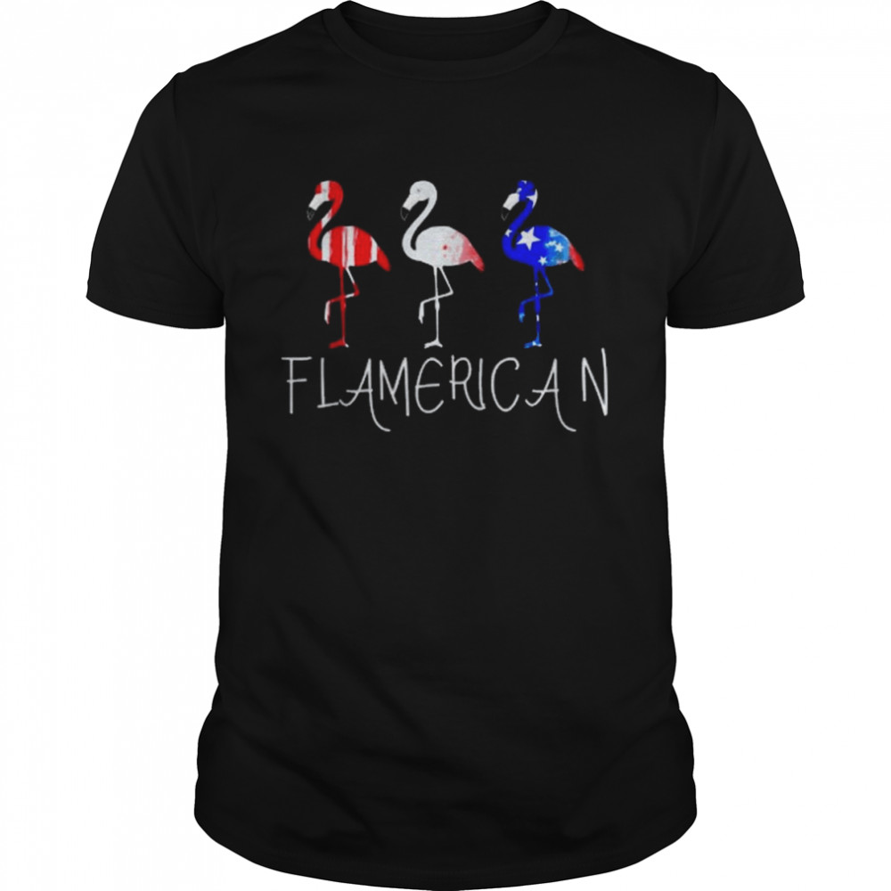 Flamerican Flamingo US American Flag 4th July Fourth Shirt
