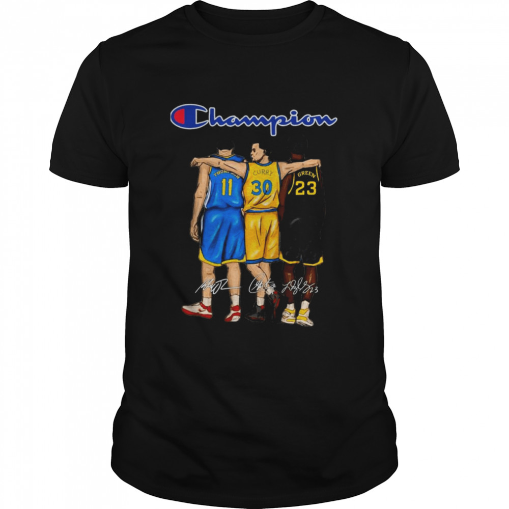 NBA Finals Stephen Curry Draymond Green And Klay Thompson Champion Signatures Shirt