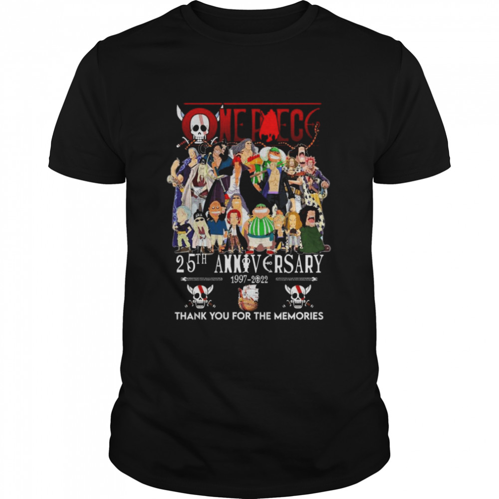 One Piece All Characters 25th Anniversary 1997-2022 Thank You For The Memories Shirt