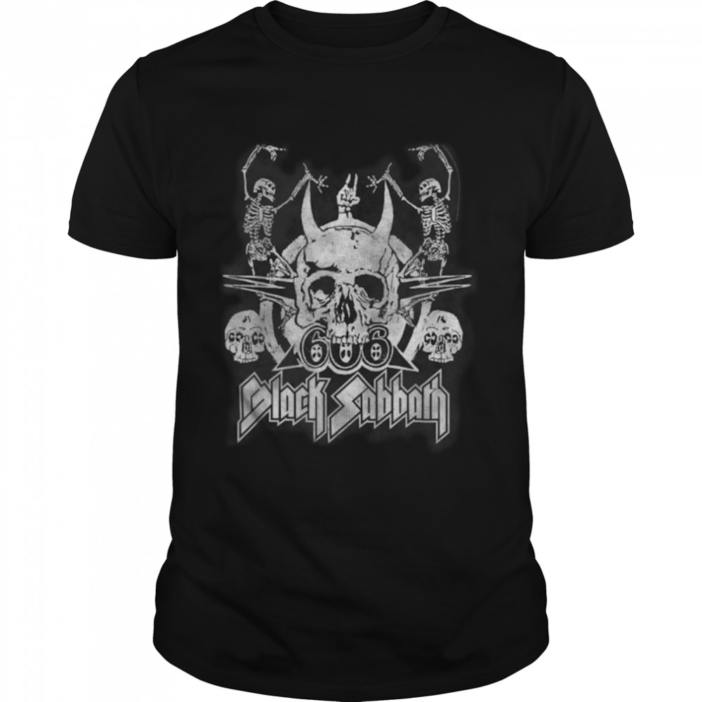 Black Sabbath Official Vintage Dancing Skeletons T-Shirt B07TRP2PGT
