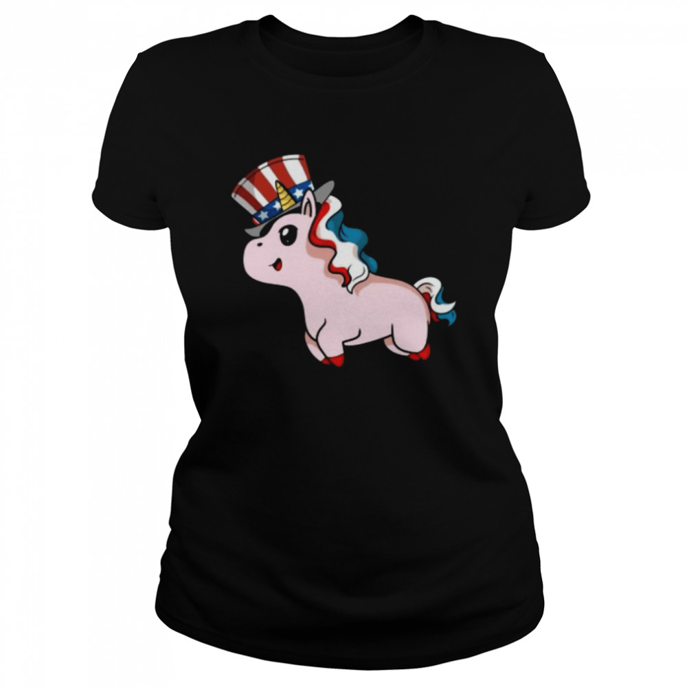 Happy Independence Patriot Unicorn American T- Classic Women's T-shirt