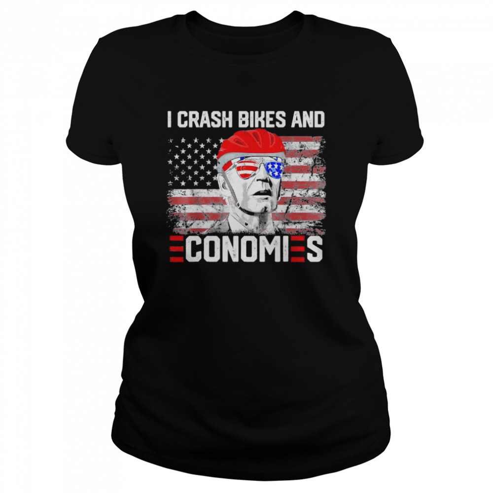 I Crash Bikes and Economies Joe Biden Falling off Bike T- Classic Women's T-shirt