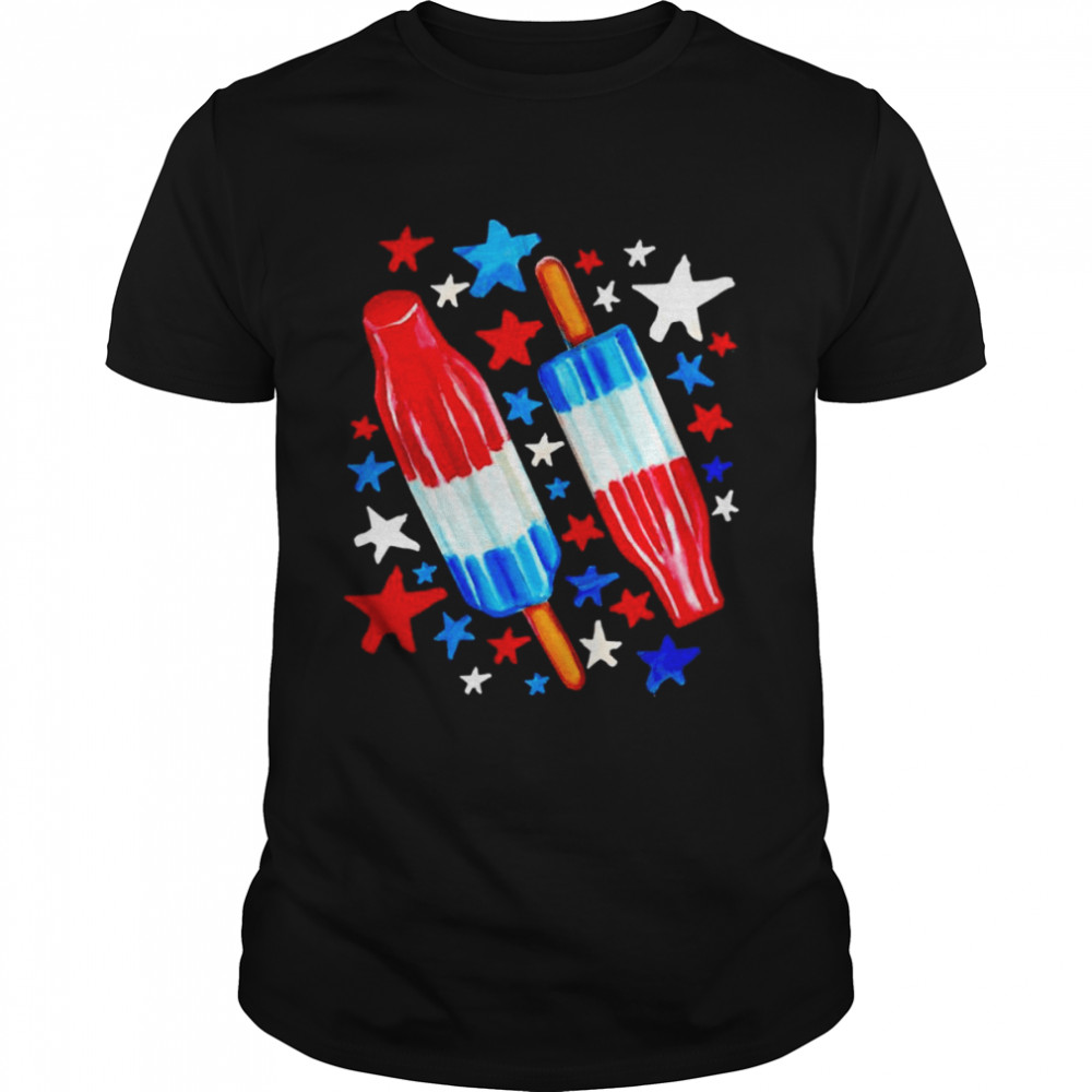 Patriotic Rocket Pop And Stars Pattern T-Shirt