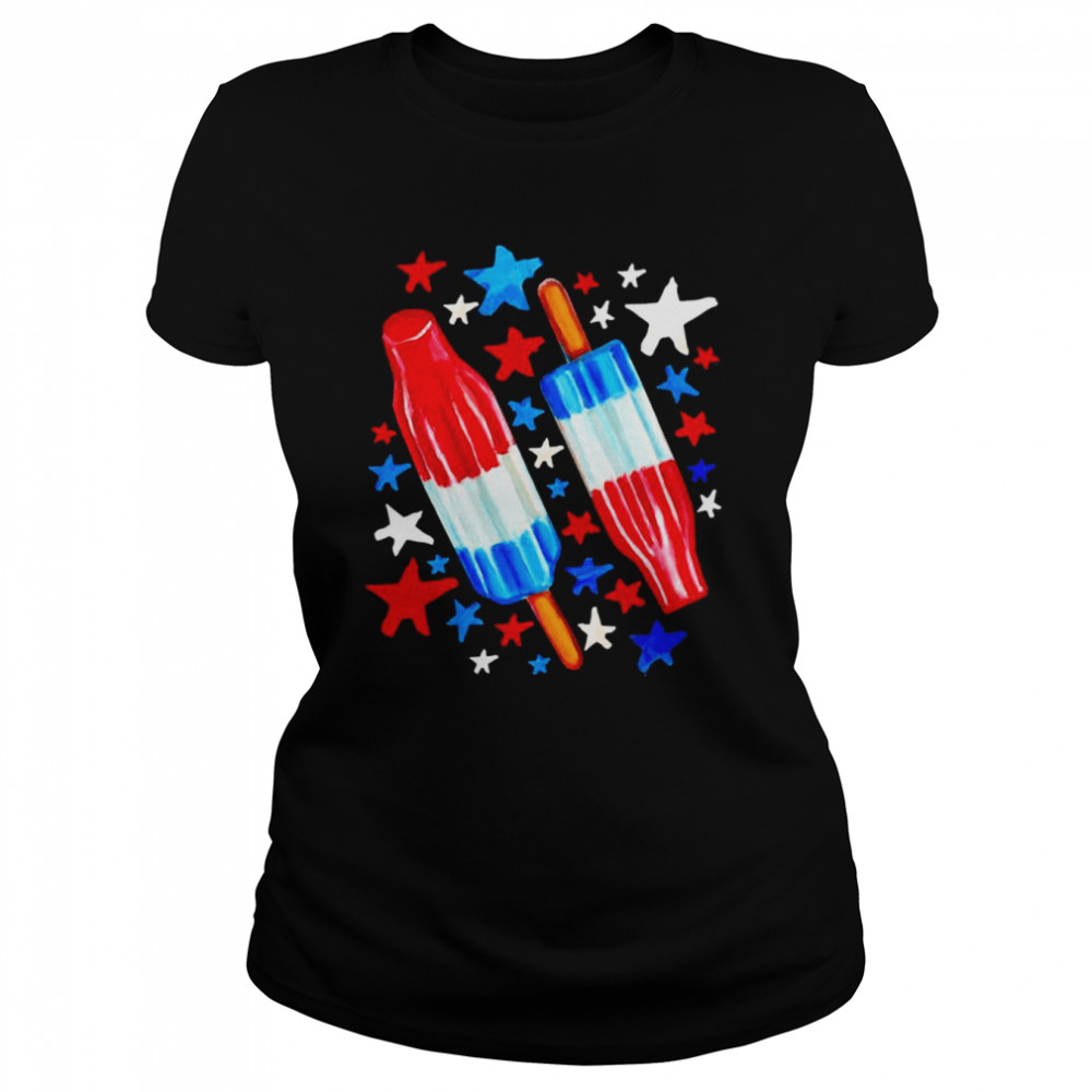 Patriotic Rocket Pop And Stars Pattern T- Classic Women's T-shirt