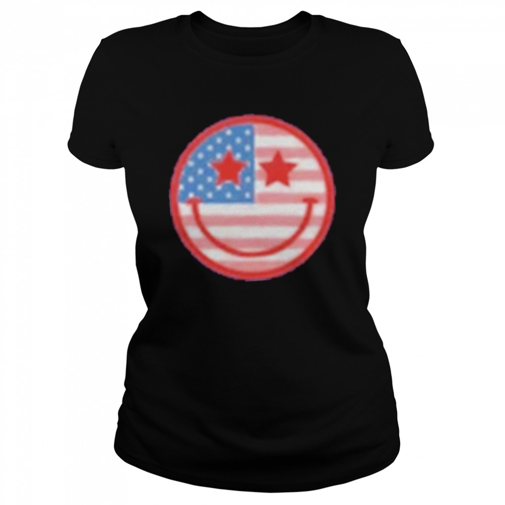 Retro Smiley Usa Flag 4th Of July Retro Funny Fourth Womens 4th Of July T- Classic Women's T-shirt