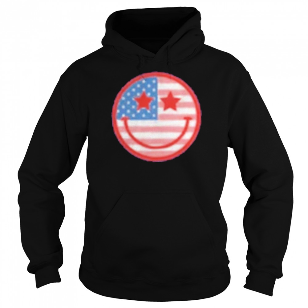 Retro Smiley Usa Flag 4th Of July Retro Funny Fourth Womens 4th Of July T- Unisex Hoodie