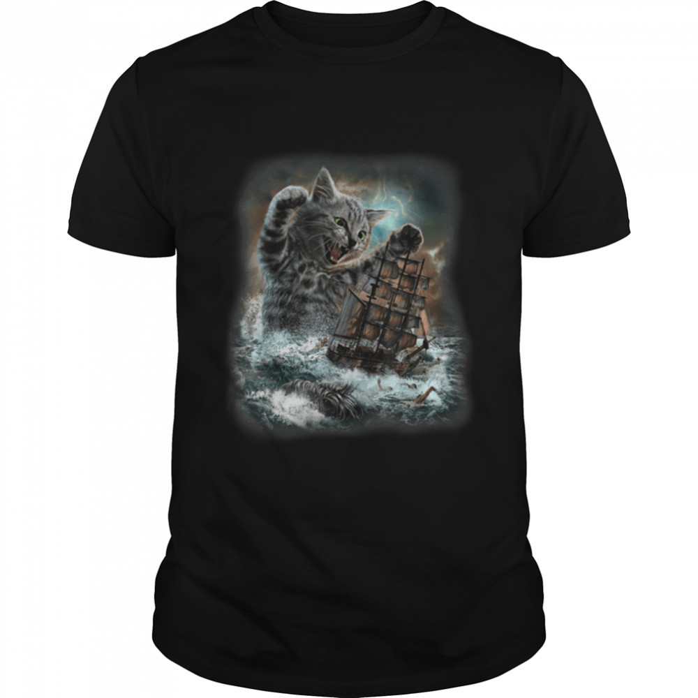 T-Shirt, The Kraken is Legendary Sea Monster of Giant Cat B07PJ496QH