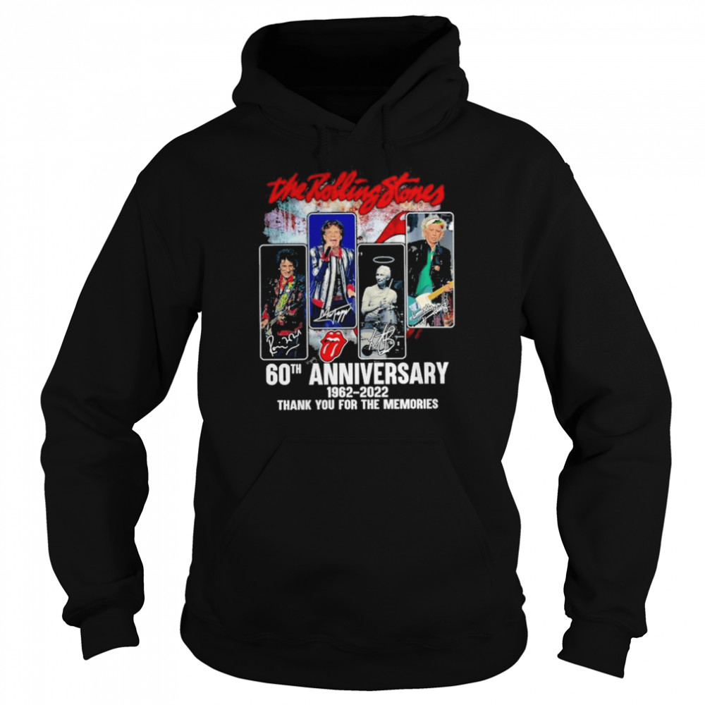 The Rolling Stones 60th Anniversary 1962-2022 Thank You For The Memories Signatures  Unisex Hoodie