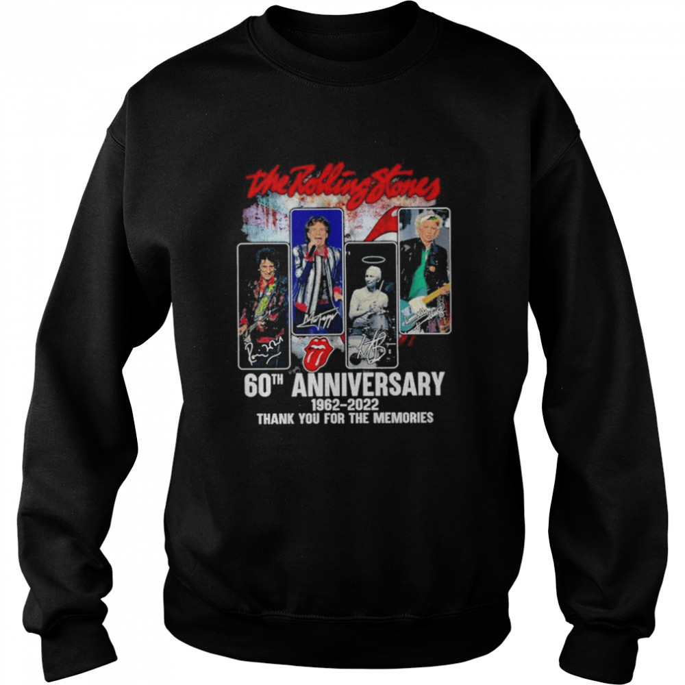 The Rolling Stones 60th Anniversary 1962-2022 Thank You For The Memories Signatures  Unisex Sweatshirt