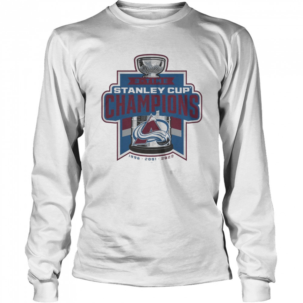 3-Time Colorado Avalanche Stanley Cup Champions 1996 2001 2022 T- Long Sleeved T-shirt