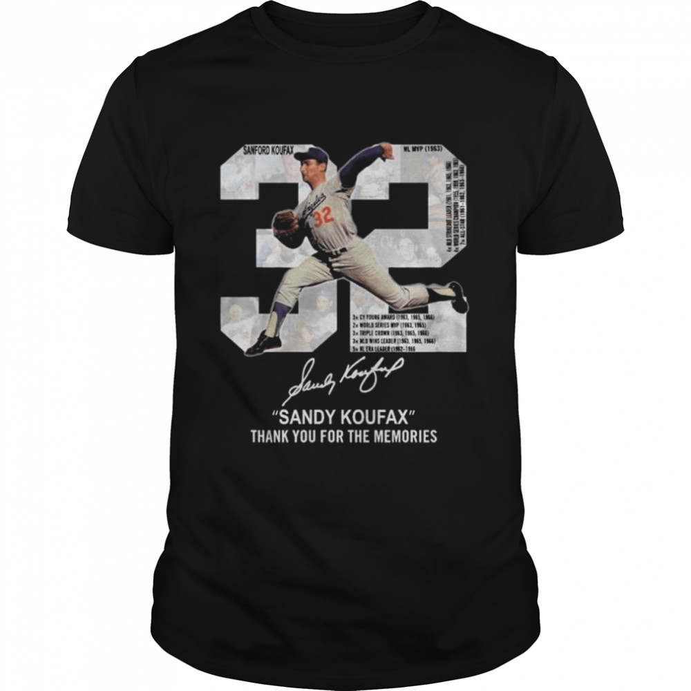 Sandy Koufax 32 Los Angeles Dodgers thank you for the memories signature shirt