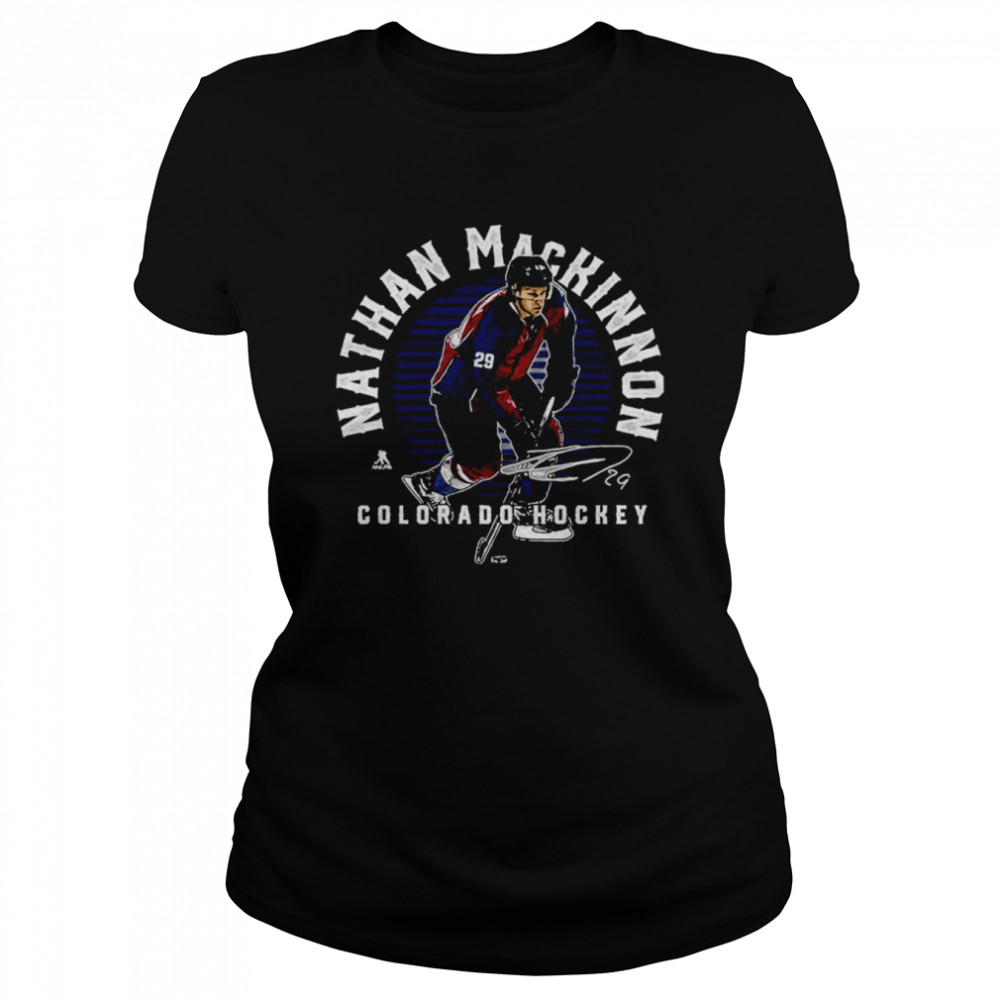 Nathan MacKinnon 29 Colorado Avalanche Hockey Signature  Classic Women's T-shirt
